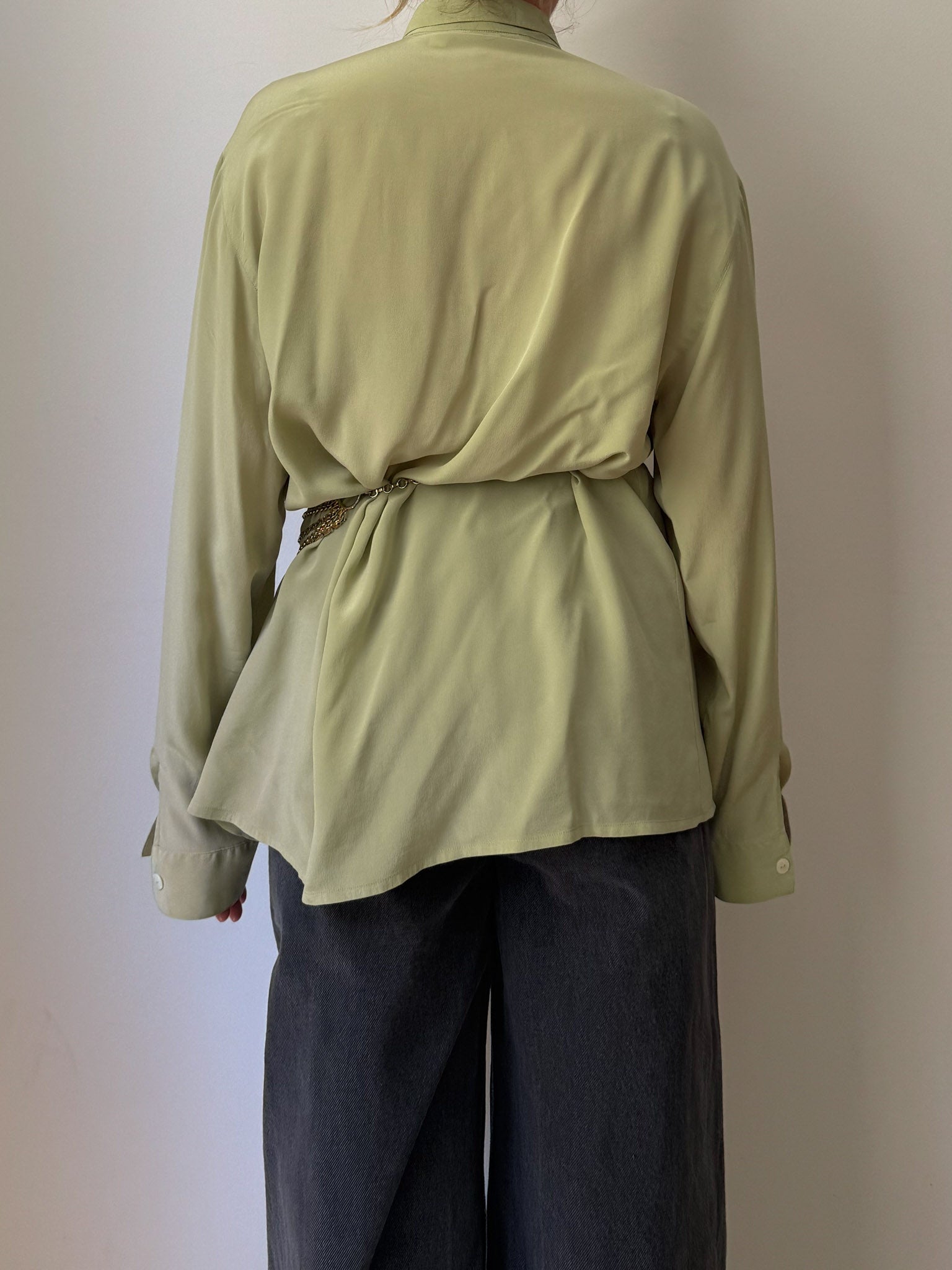 Pure silk green shirt