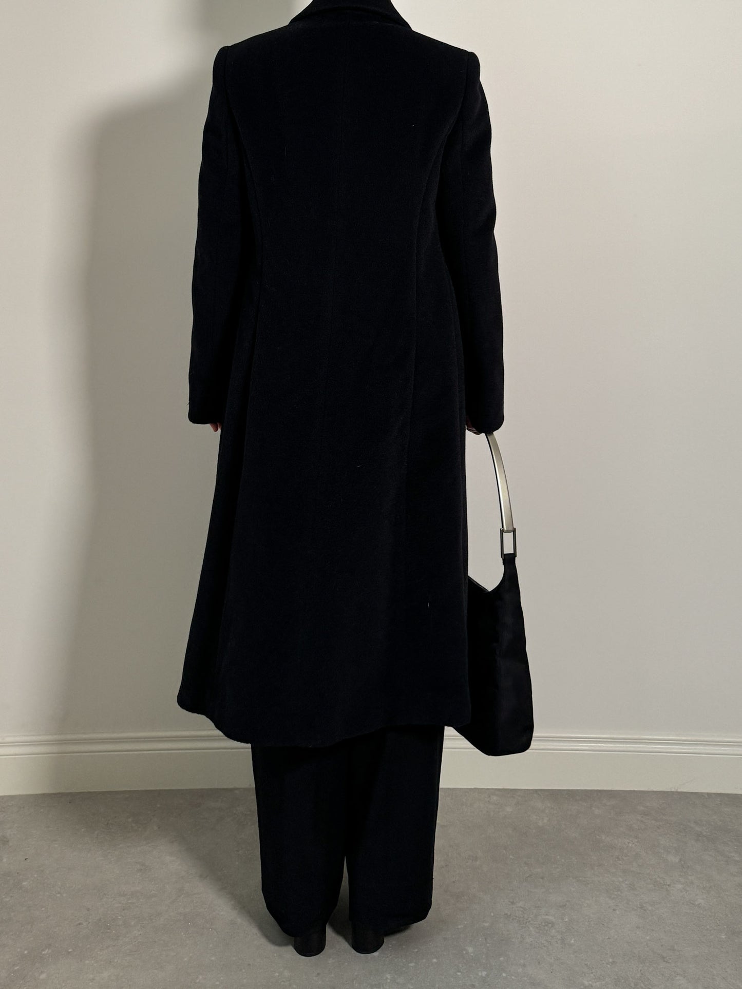 Wool and kid mohair black coat