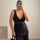 Pure silk black top