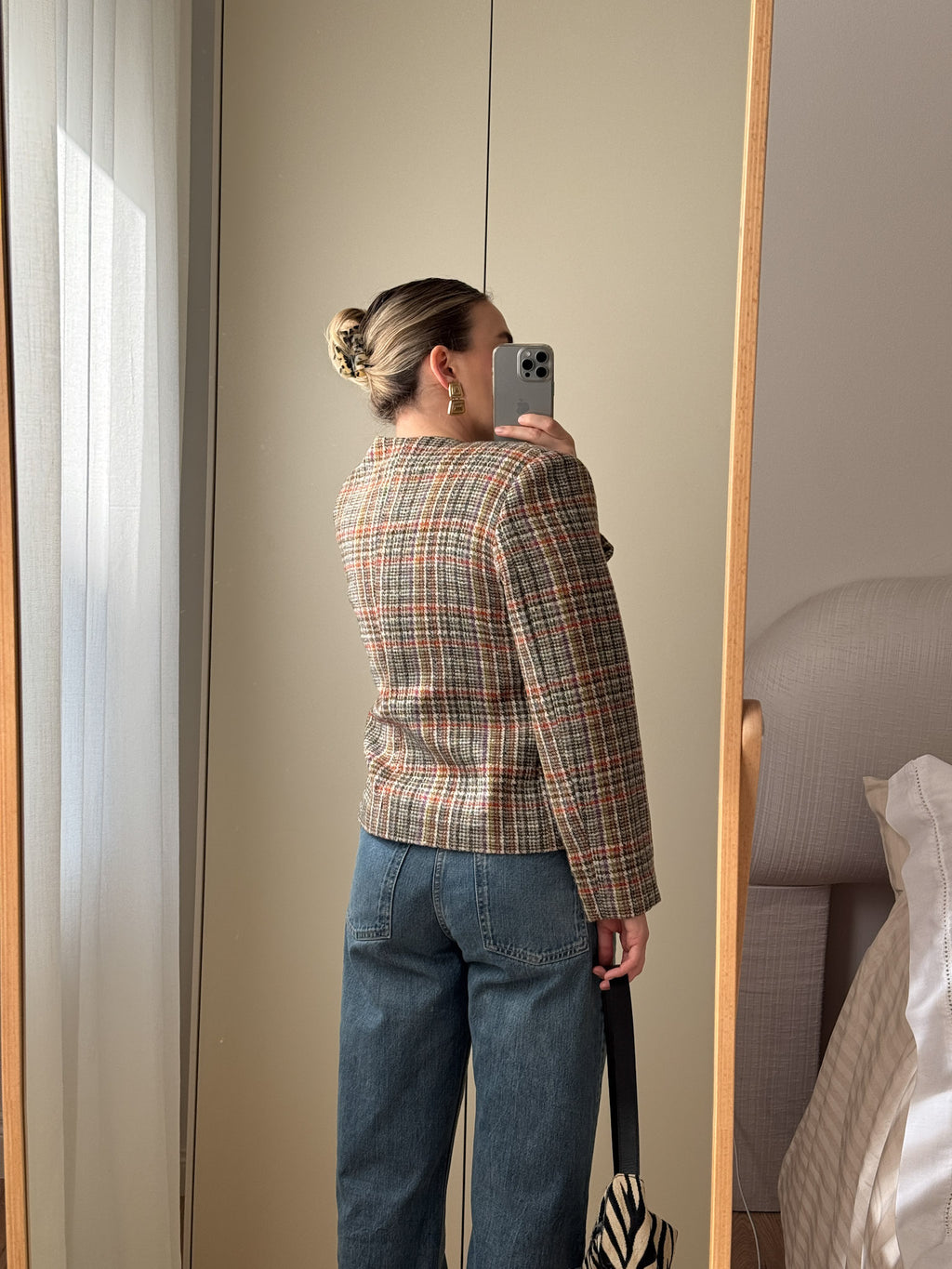 Pure wool tweed check jacket