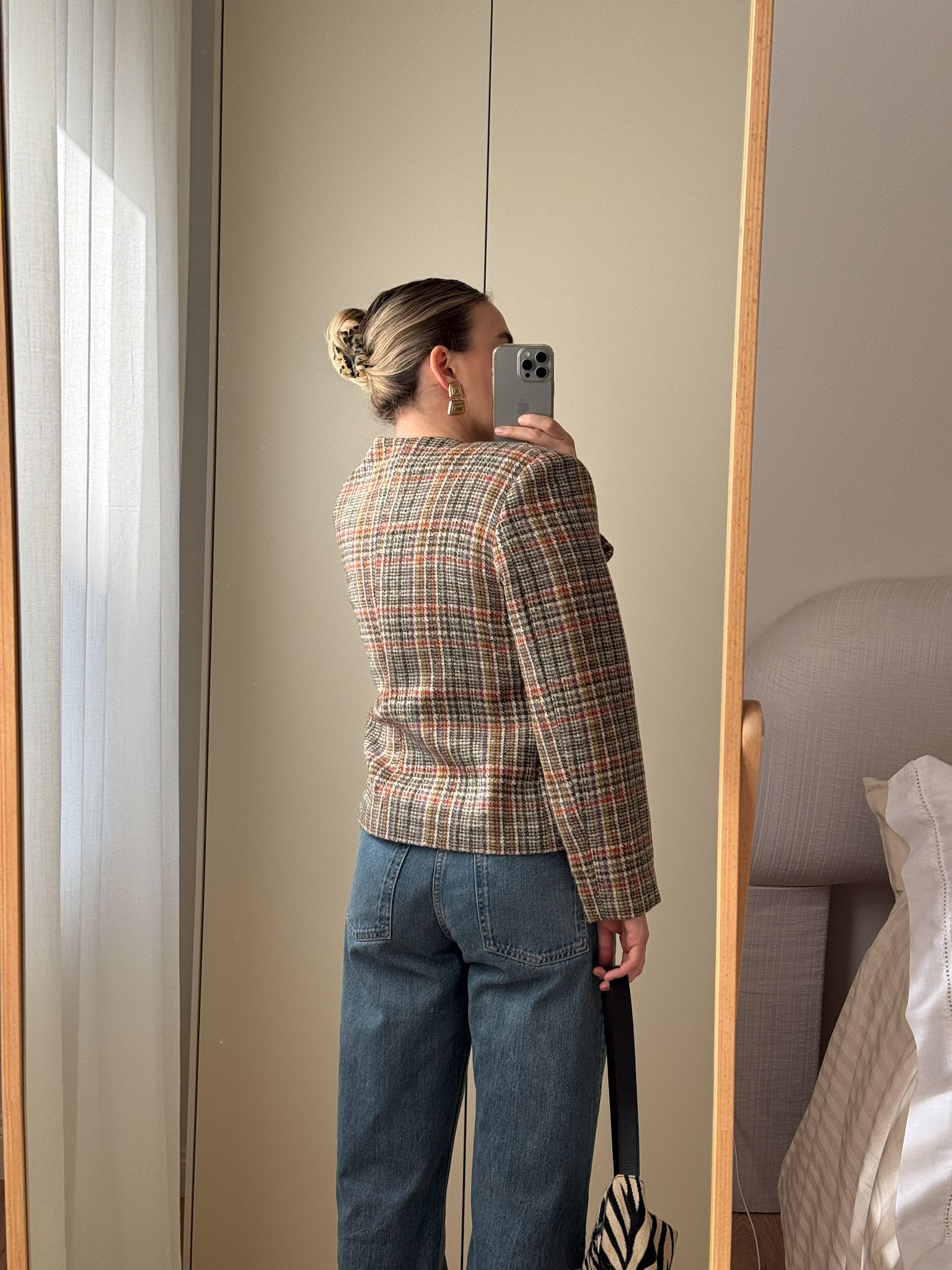 Pure wool tweed check jacket