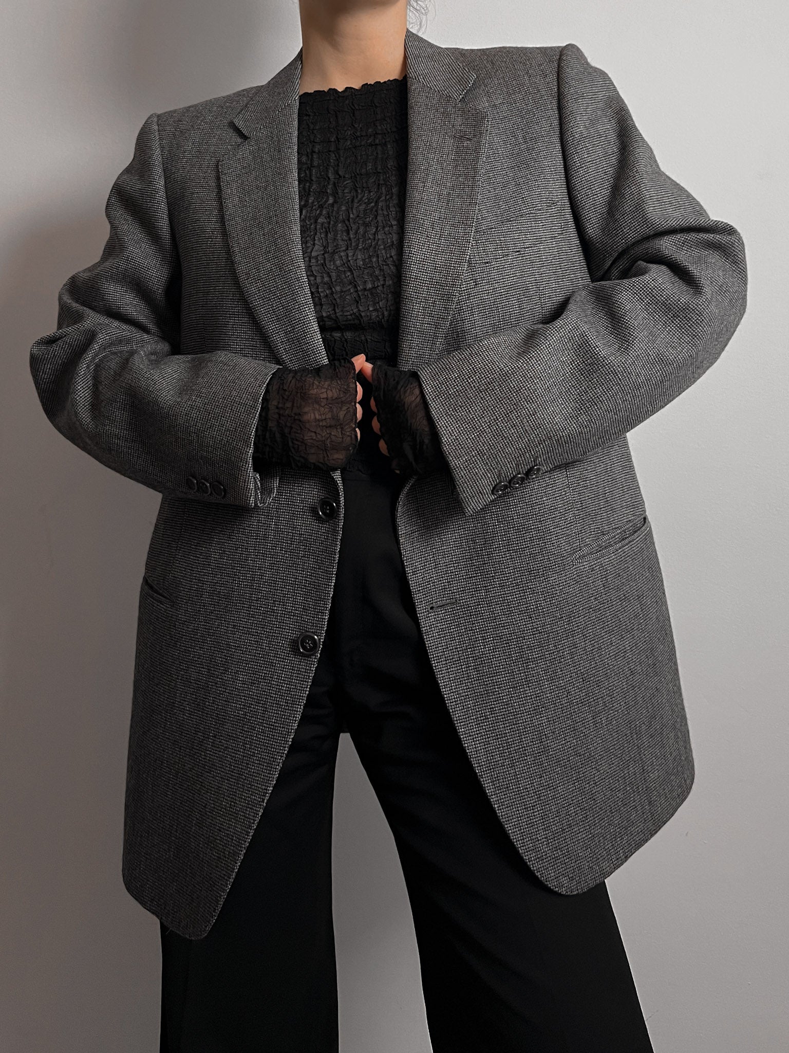 Pure wool check blazer