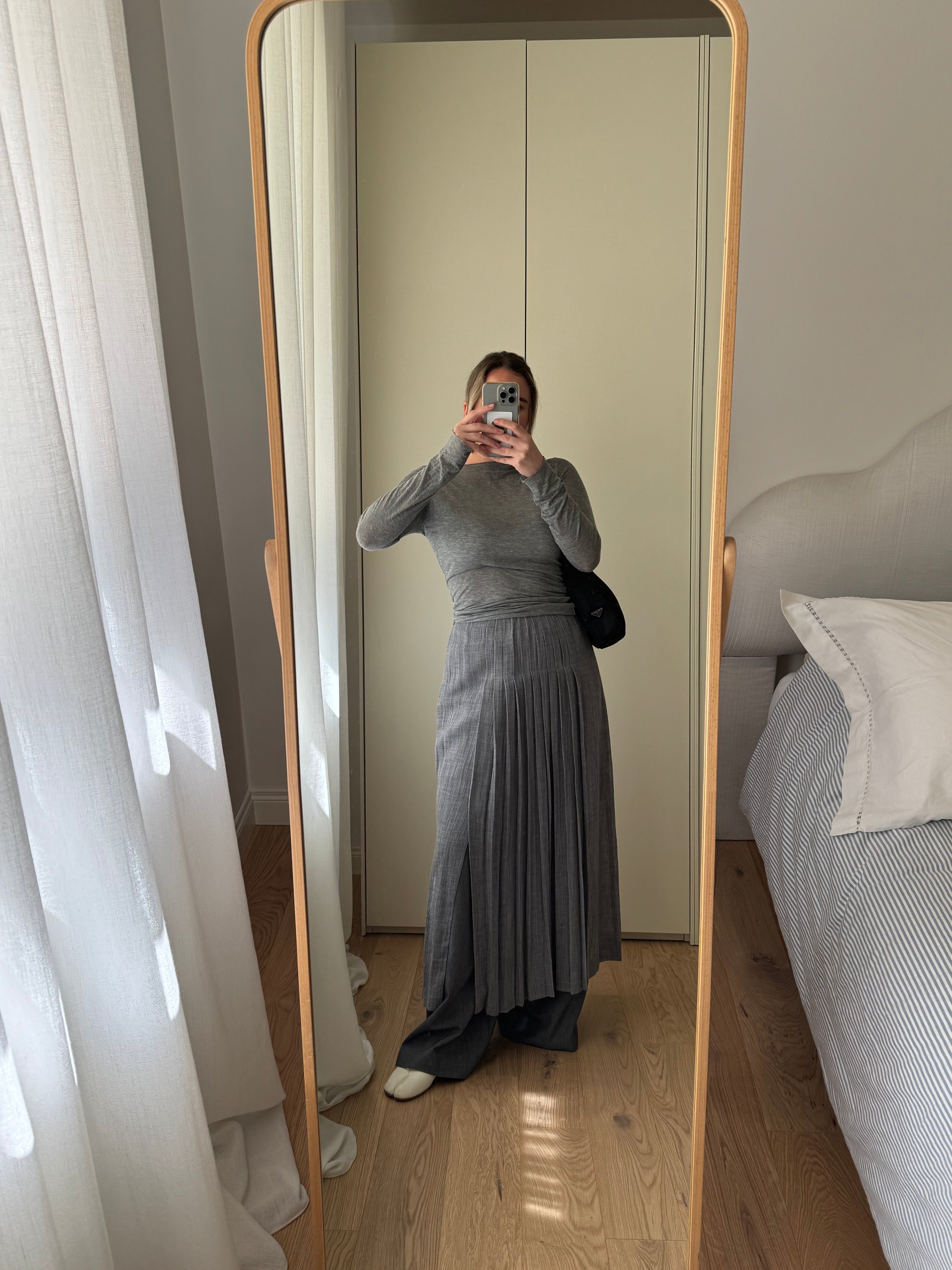 Cotton and linen grey skirt