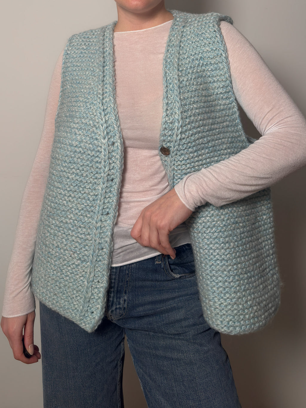 Pure wool handmade sky vest