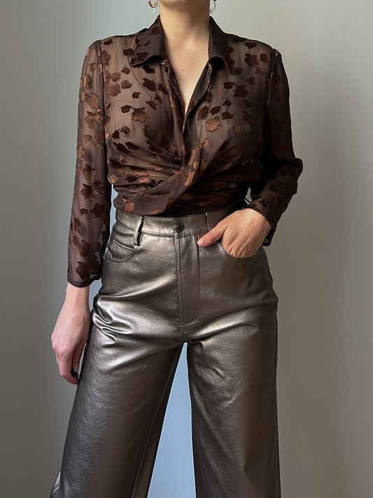 Pure silk brown blouse