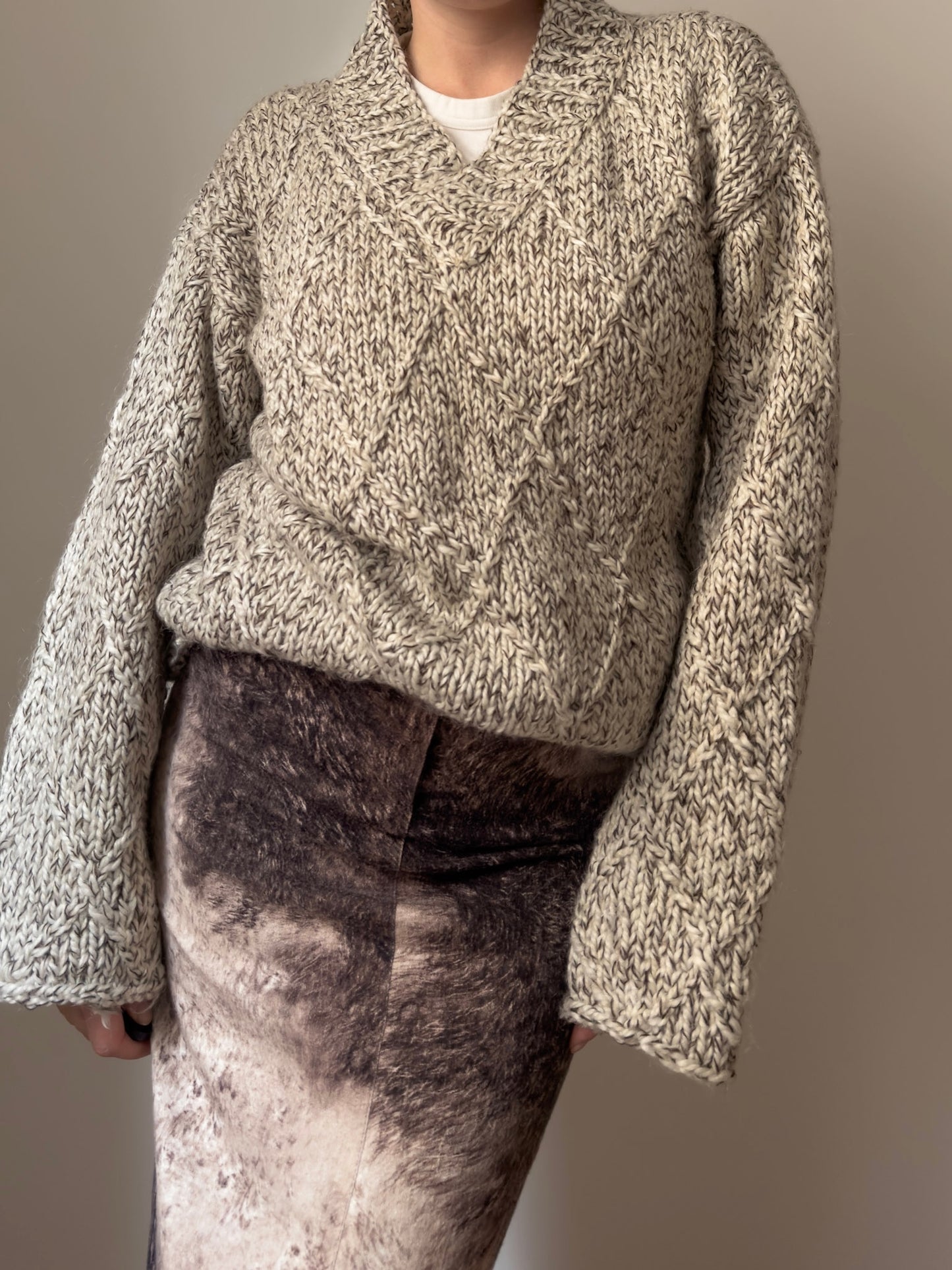 Pure wool embroidered melange pull