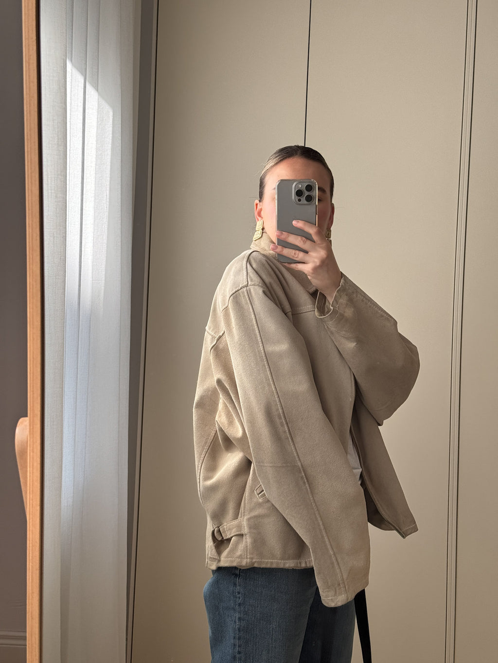 Real suede sand jacket