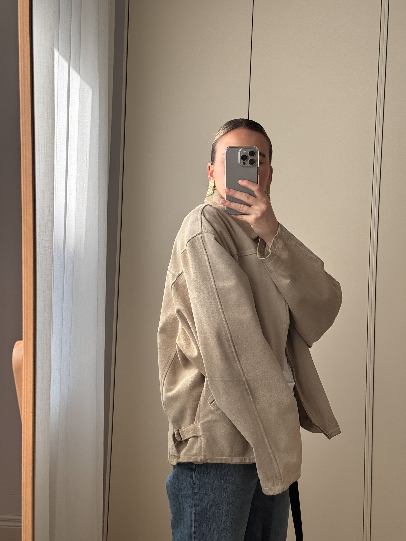 Real suede sand jacket