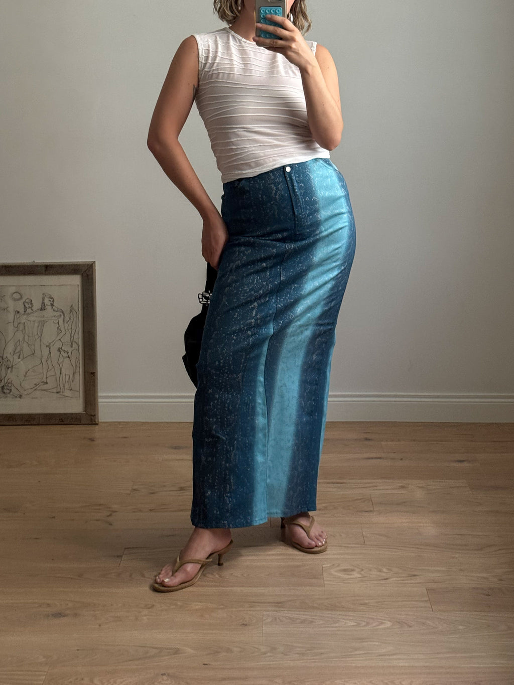 Denim animalier skirt