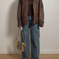 Real leather distressed jacket