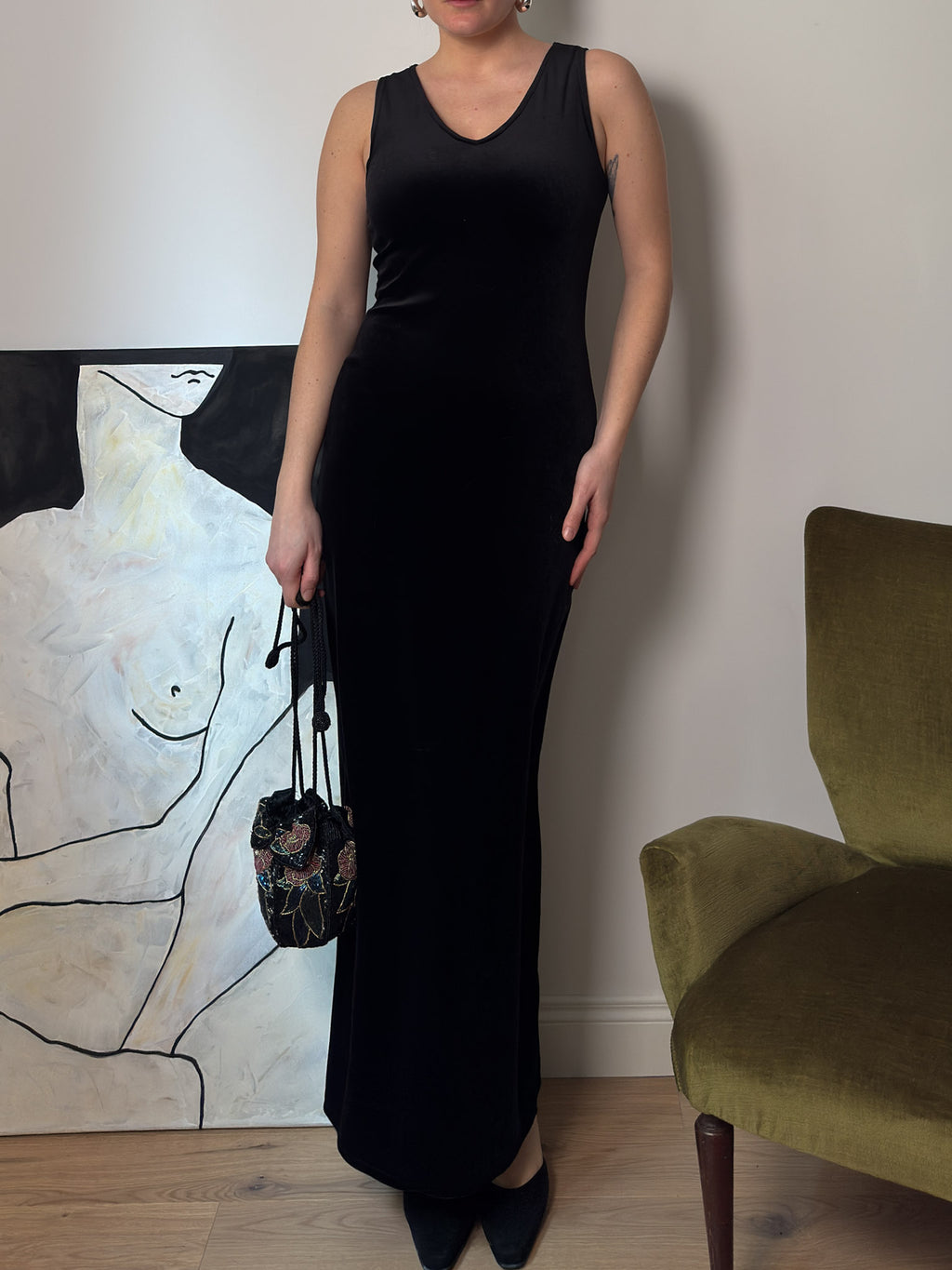 Velvet black long dress