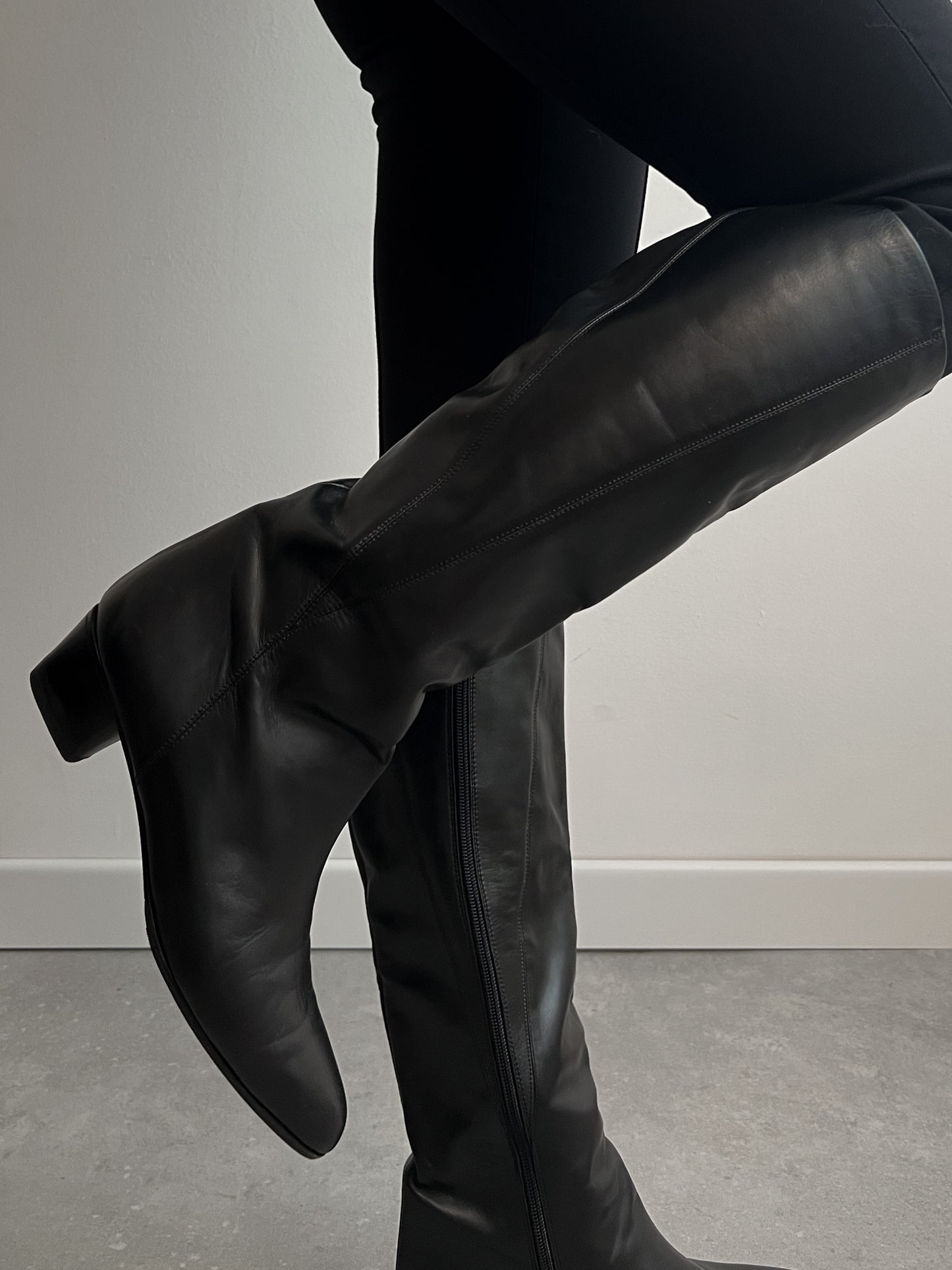 Genuine leather black boots