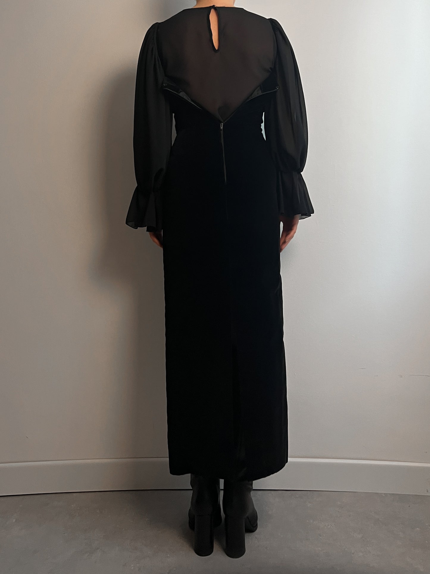 Velvet black long dress