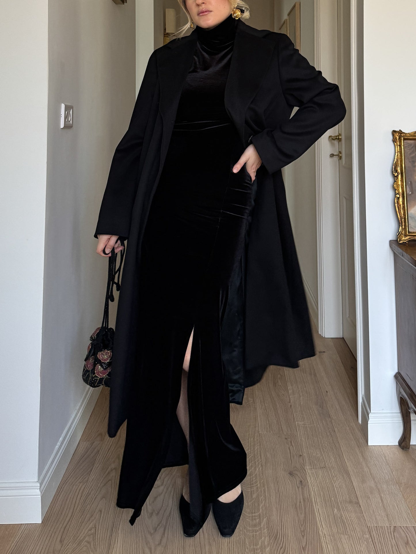 Virgin wool black coat