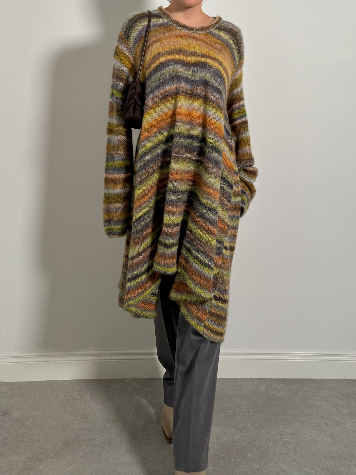 Wool and mohair striped maxi dress