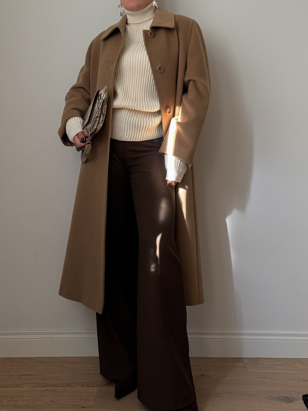 Pure wool camel long coat