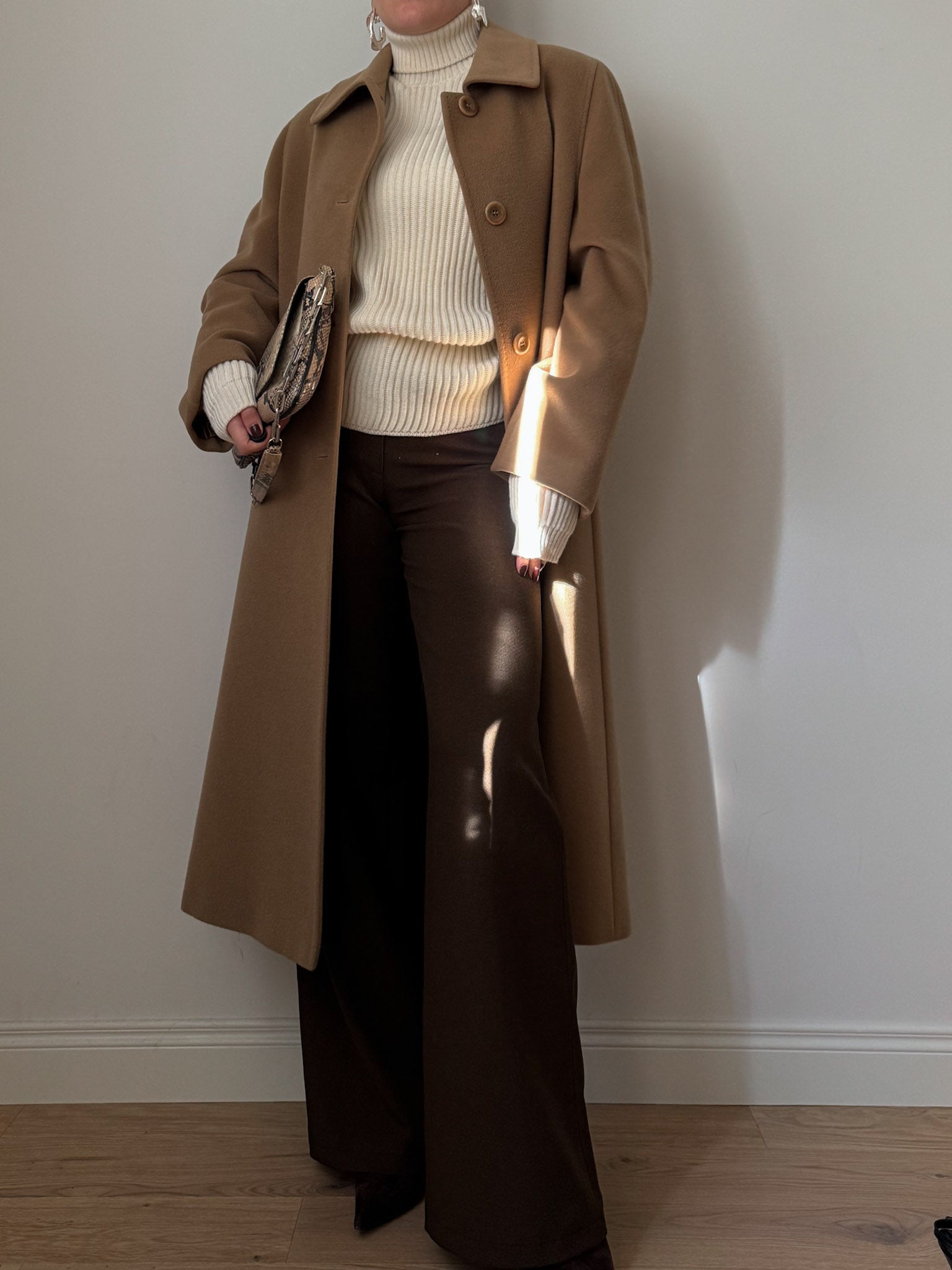 Pure wool camel long coat
