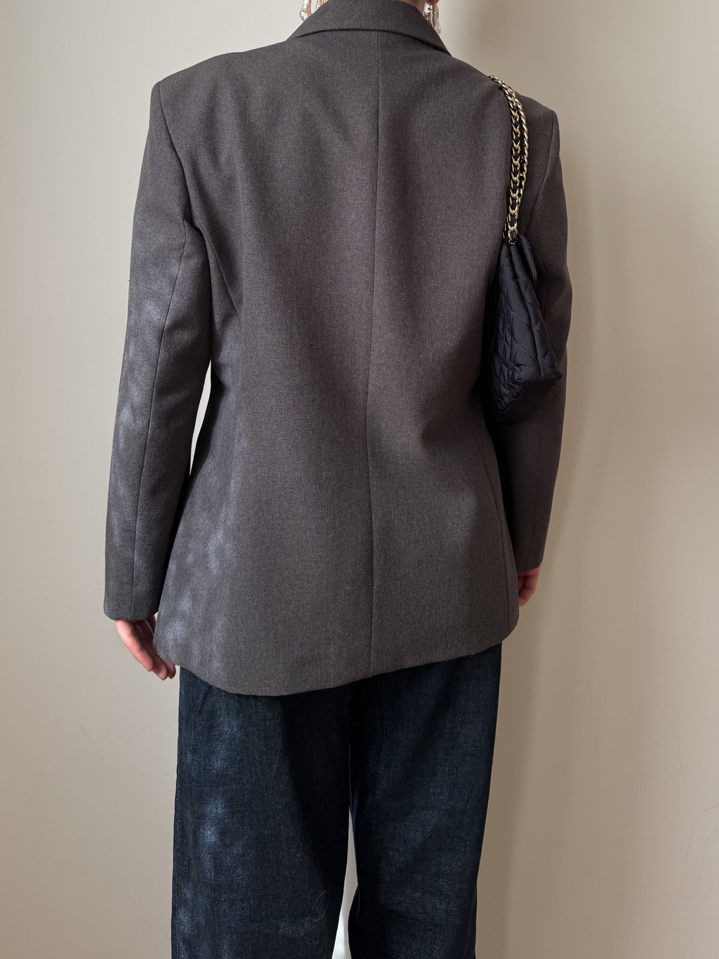 Grey blazer with gold rope buttons