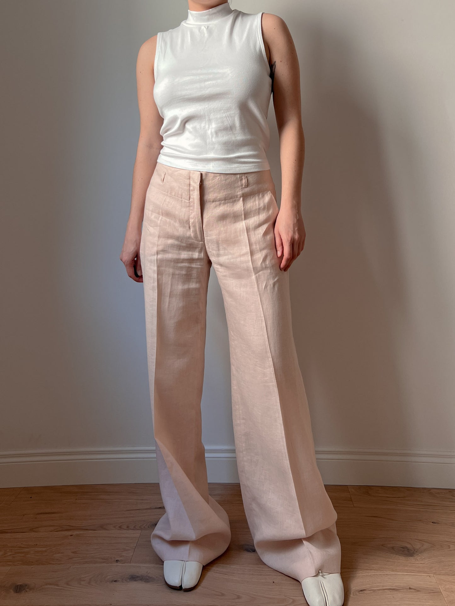 Pure linen pink pants