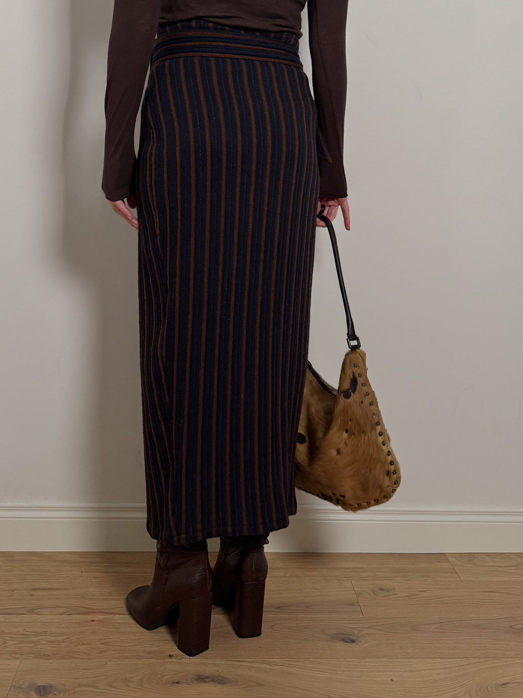 Wool and viscose striped skirt