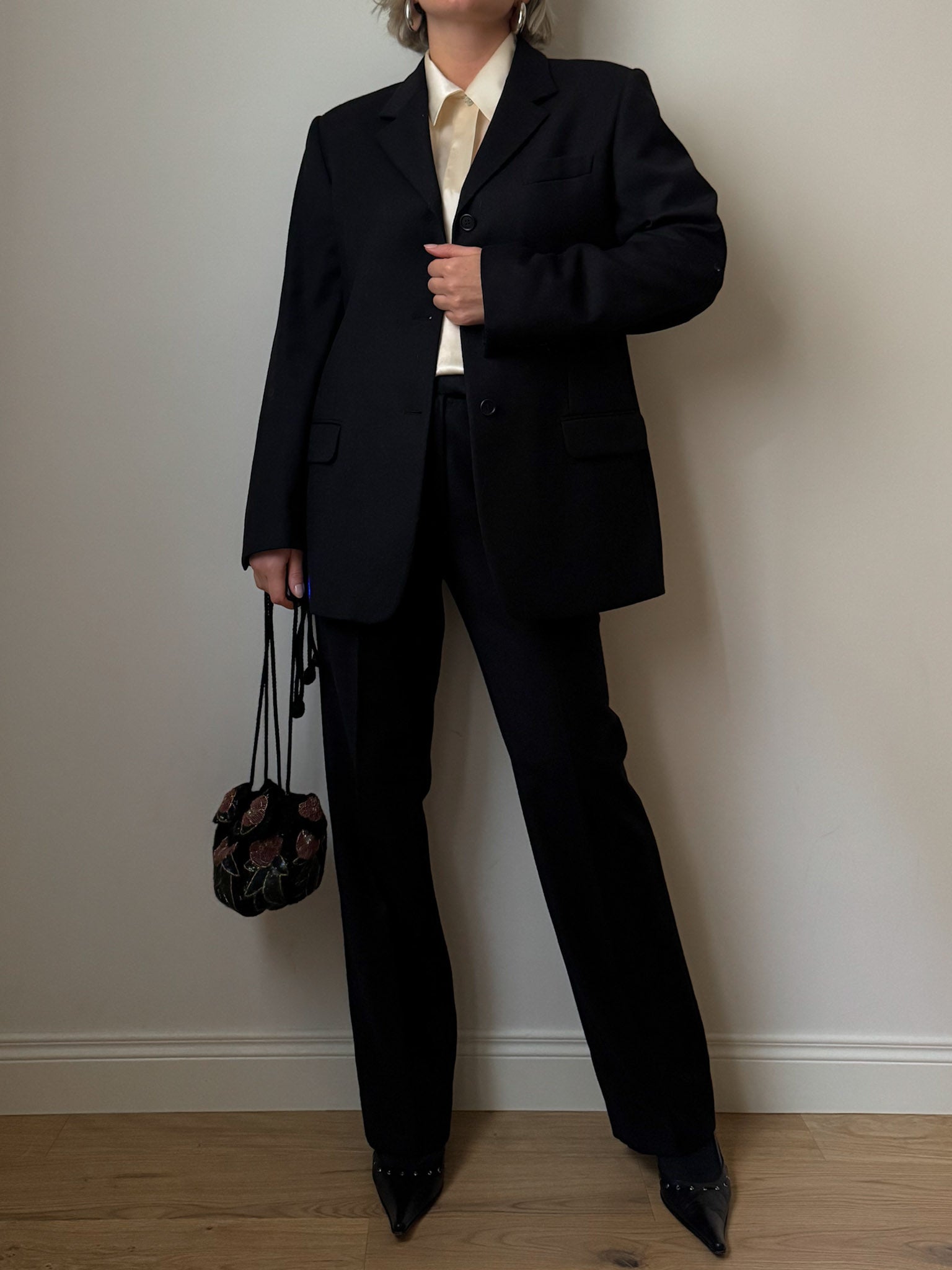 Pure wool black suit