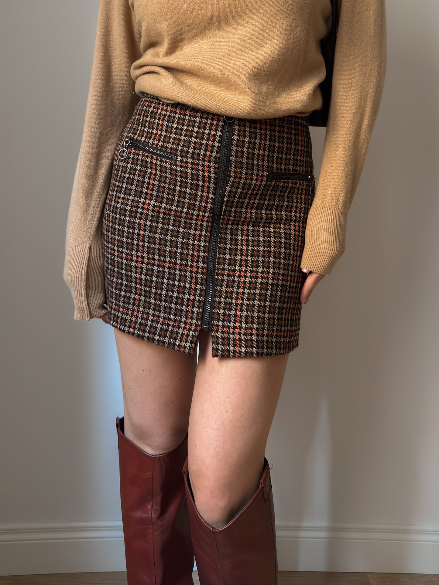 Wool pied de poule skirt