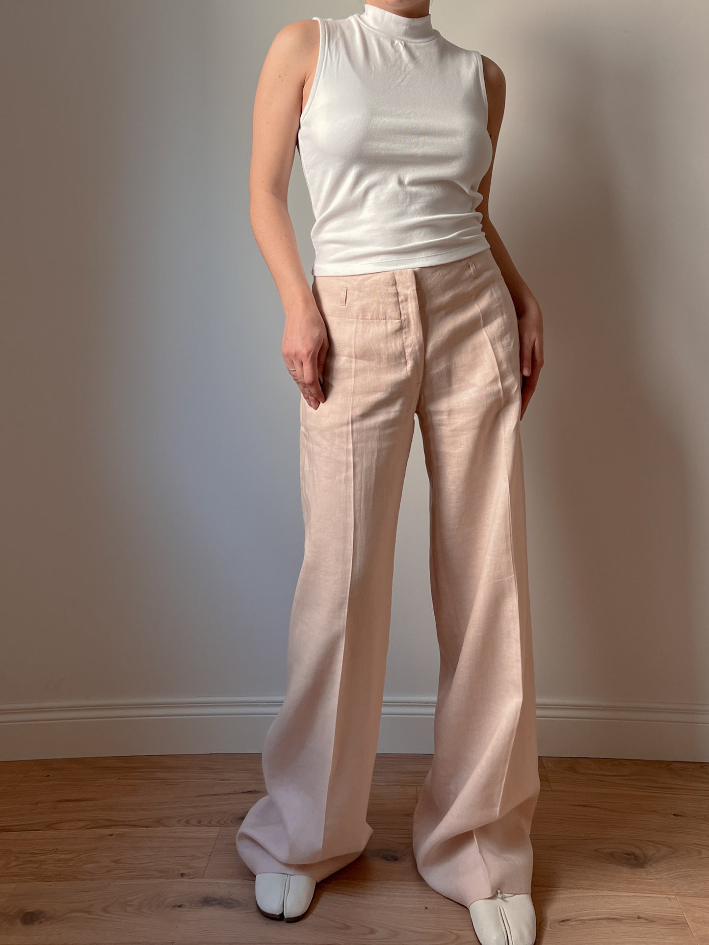 Pure linen pink pants