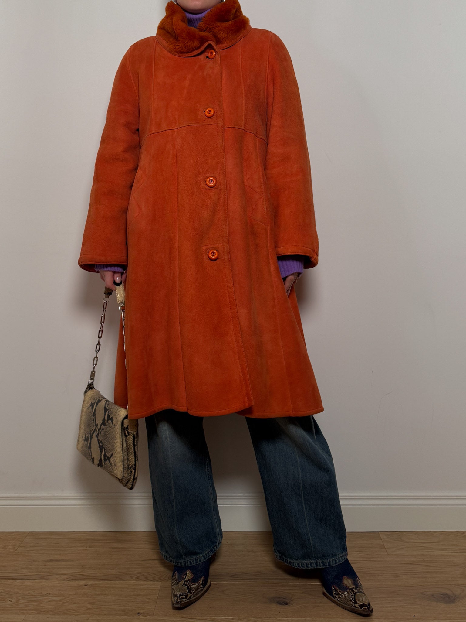 Original shearling orange coat