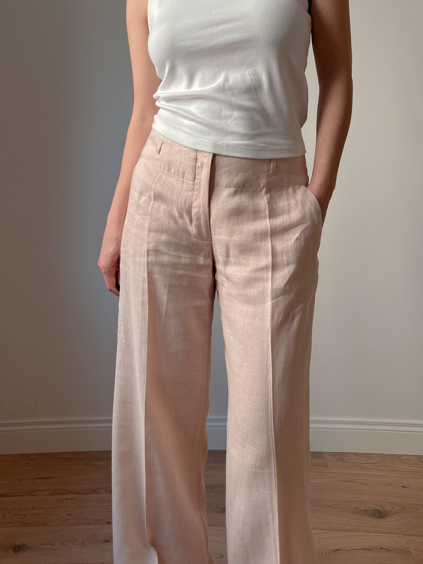 Pure linen pink pants