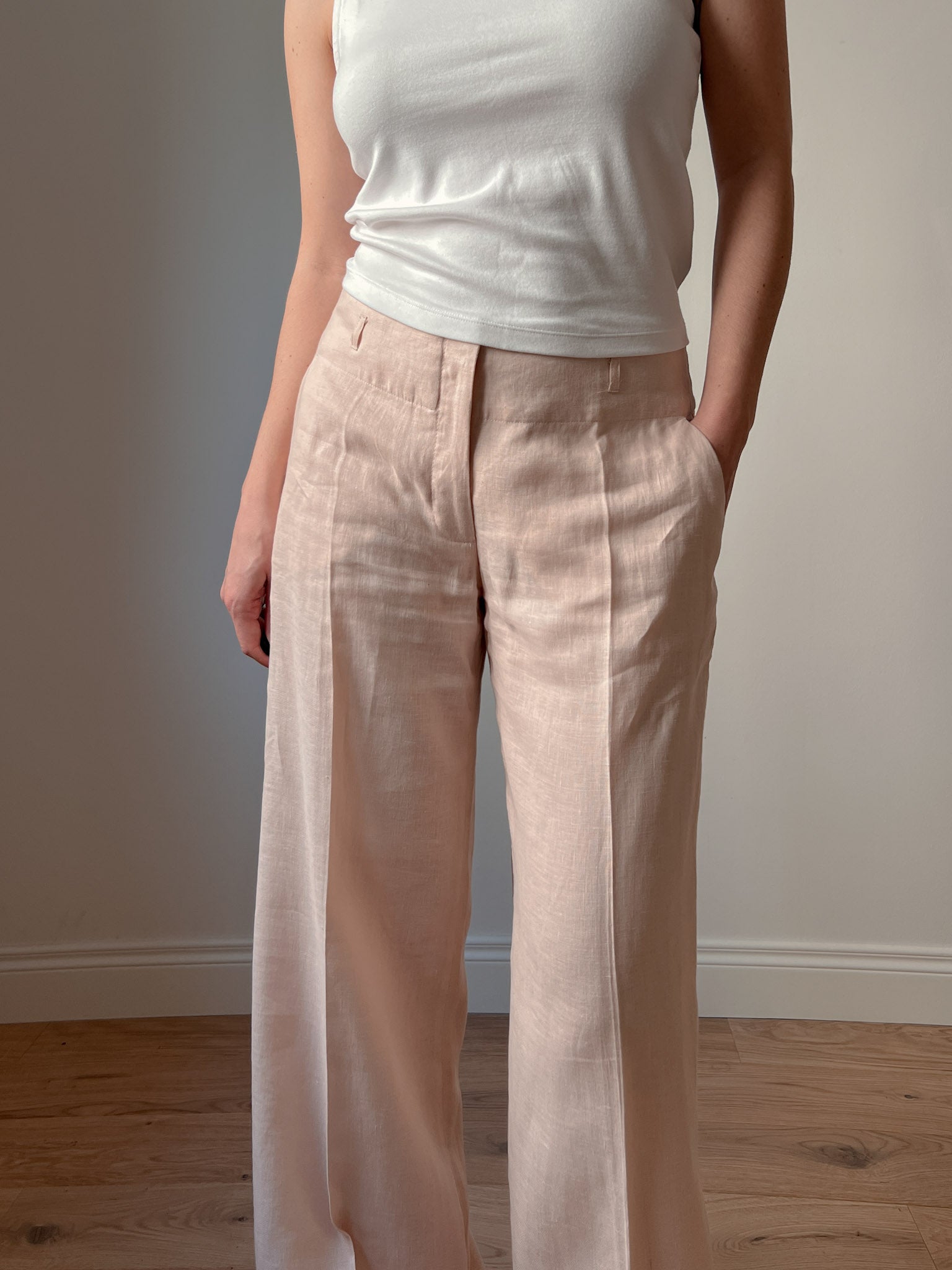 Pure linen pink pants