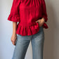 Pure linen red top