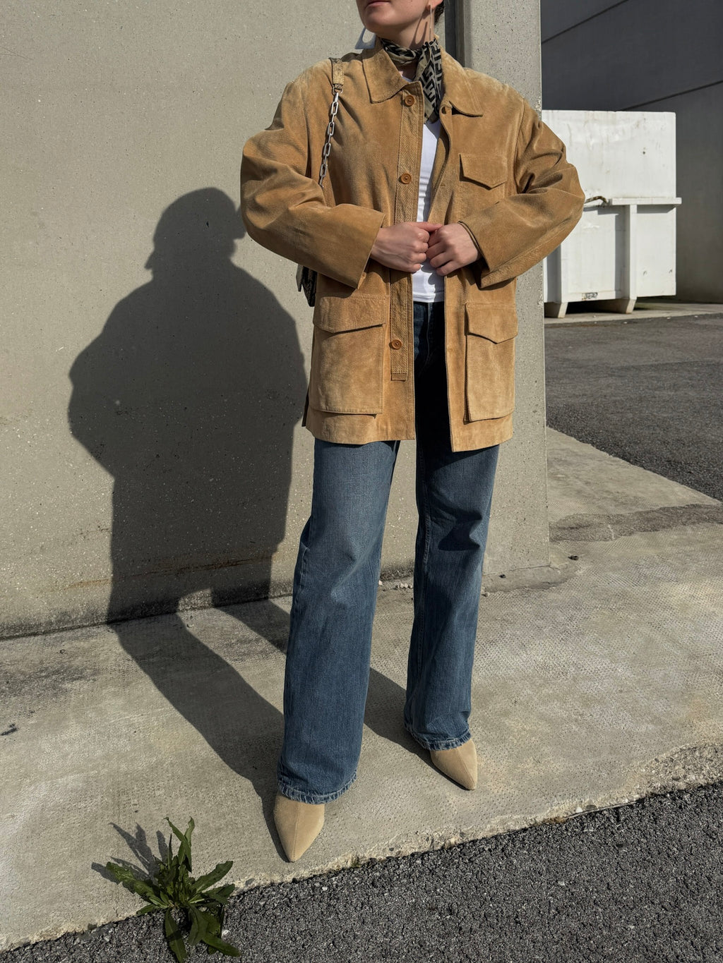 Real suede camel jacket