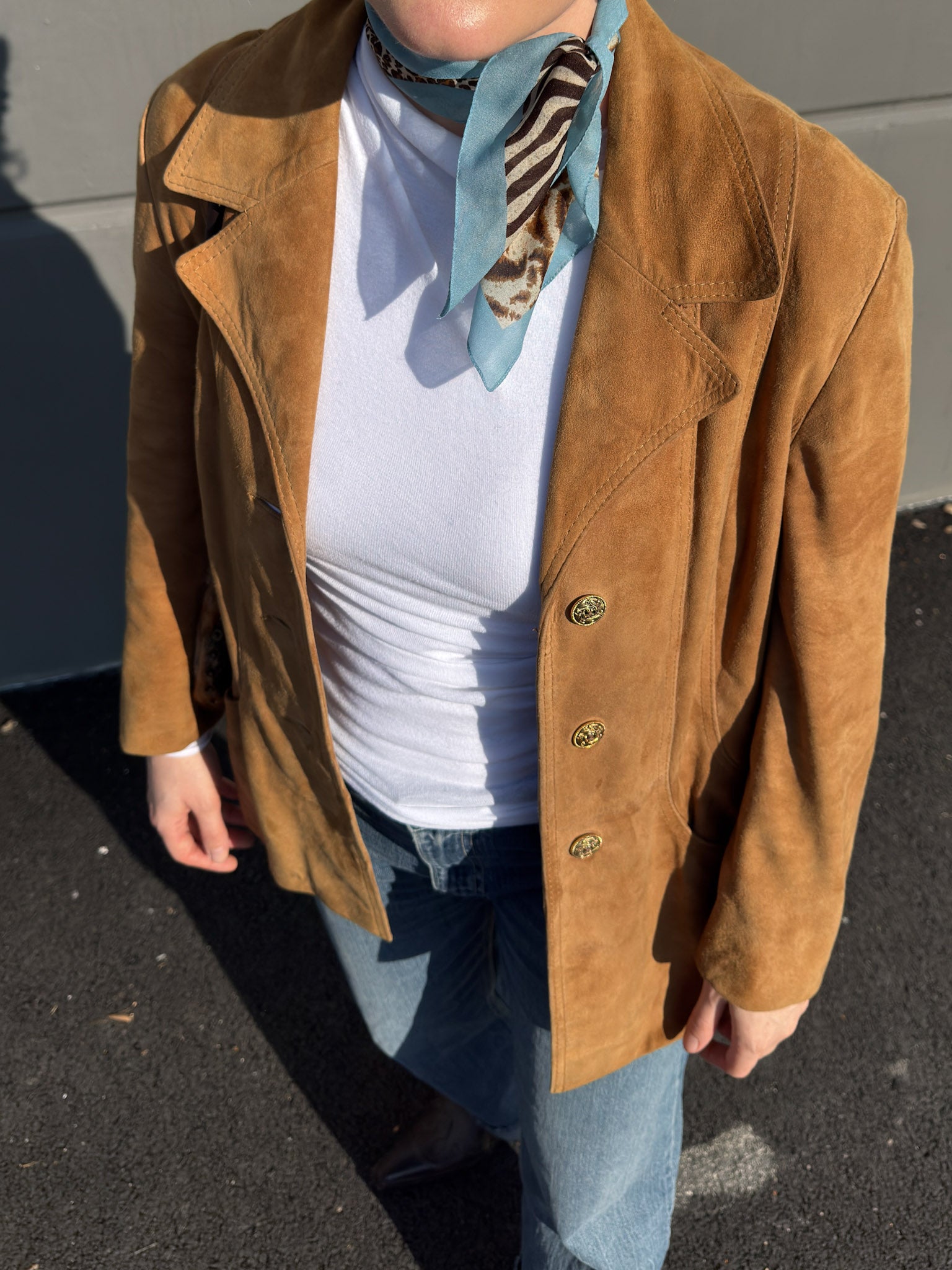 Real suede camel jacket