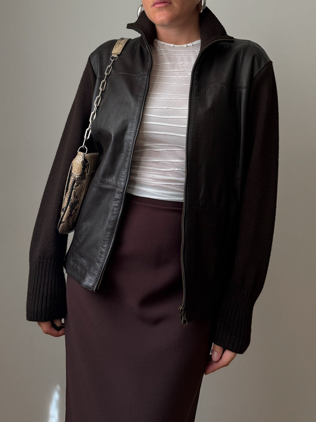 Leather and wool cafè jacket