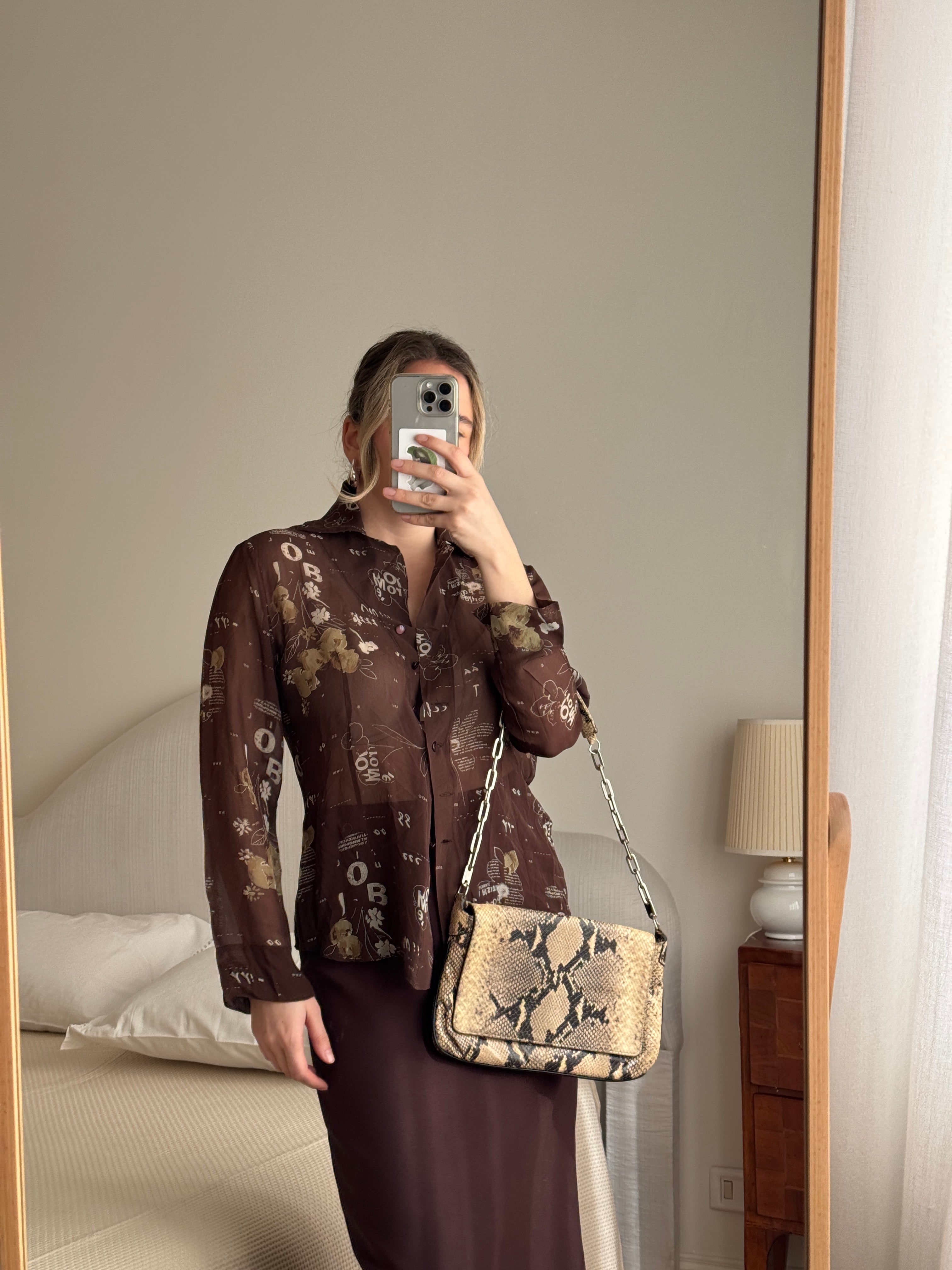 Pure silk chocolate shirt
