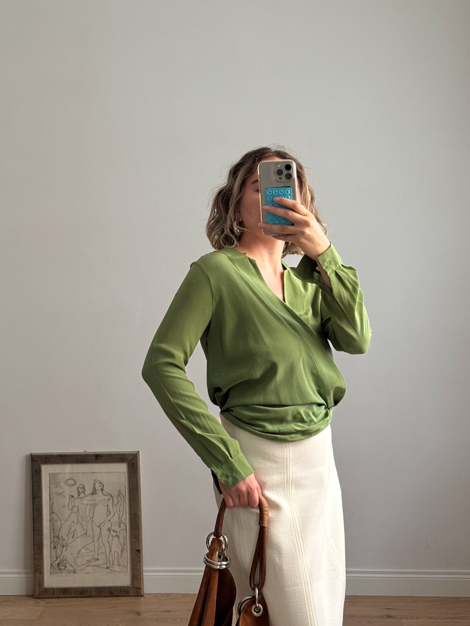 Pure silk green blouse