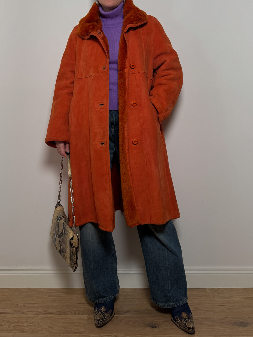Original shearling orange coat