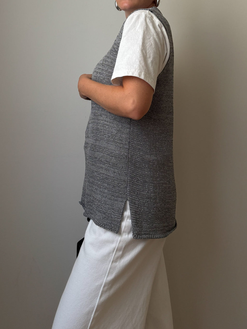 Viscose and cotton grey vest