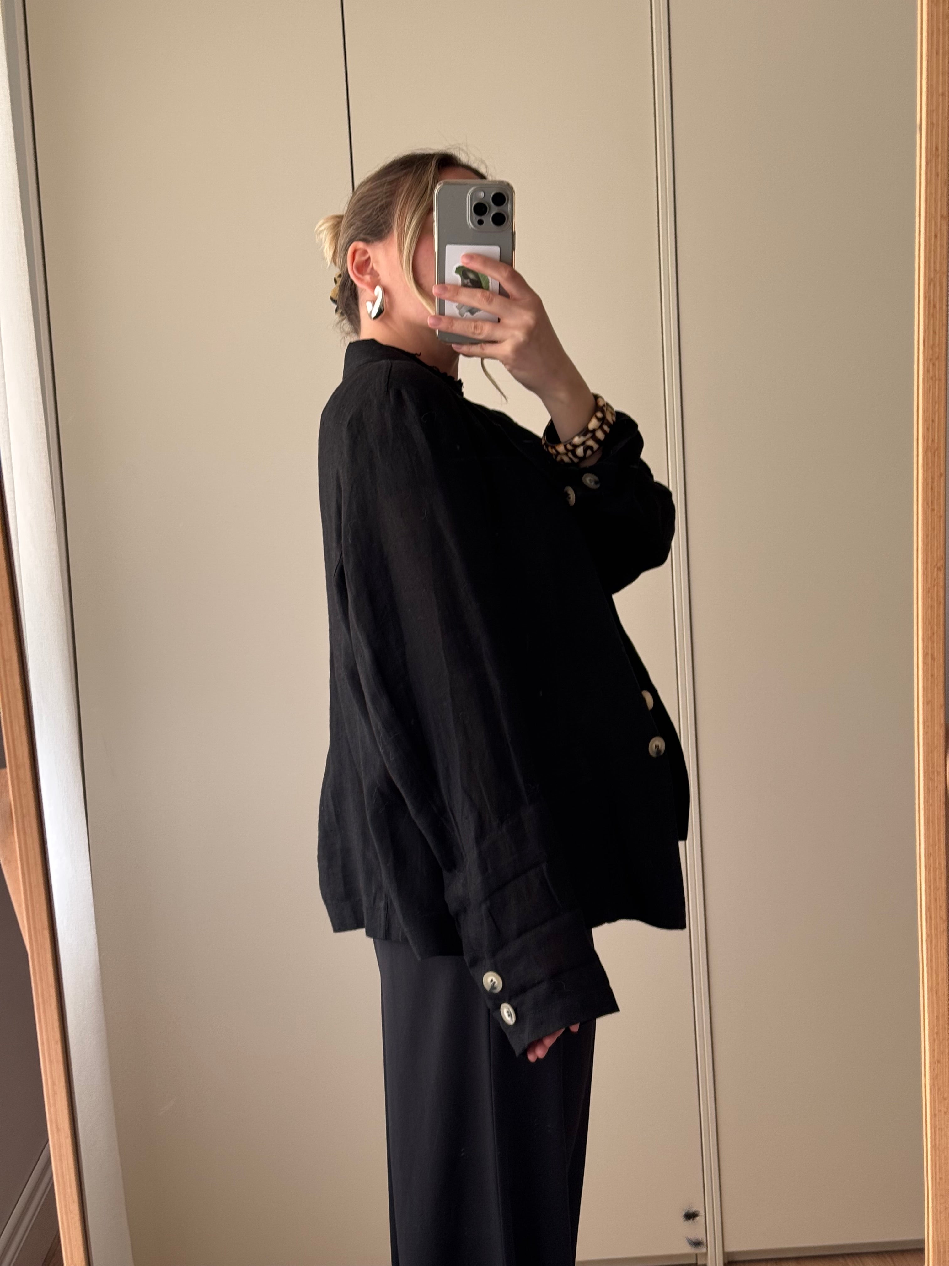 Pure linen black jacket