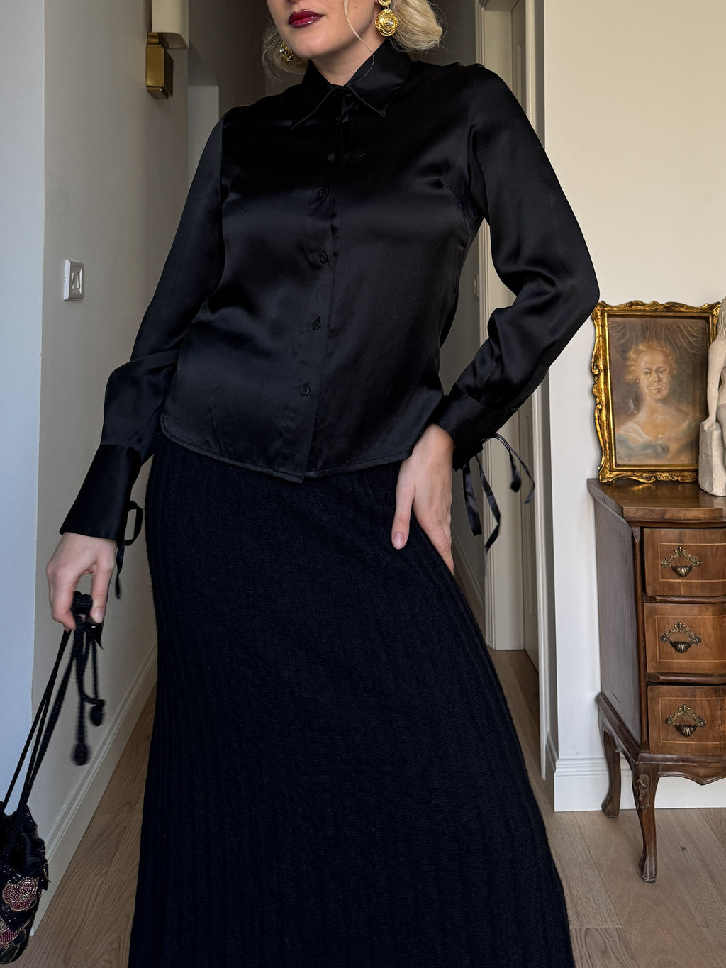 Pure silk black shirt