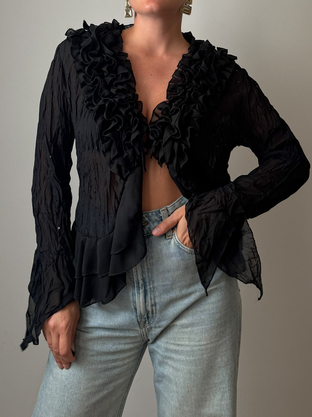 Silk and viscose black blouse