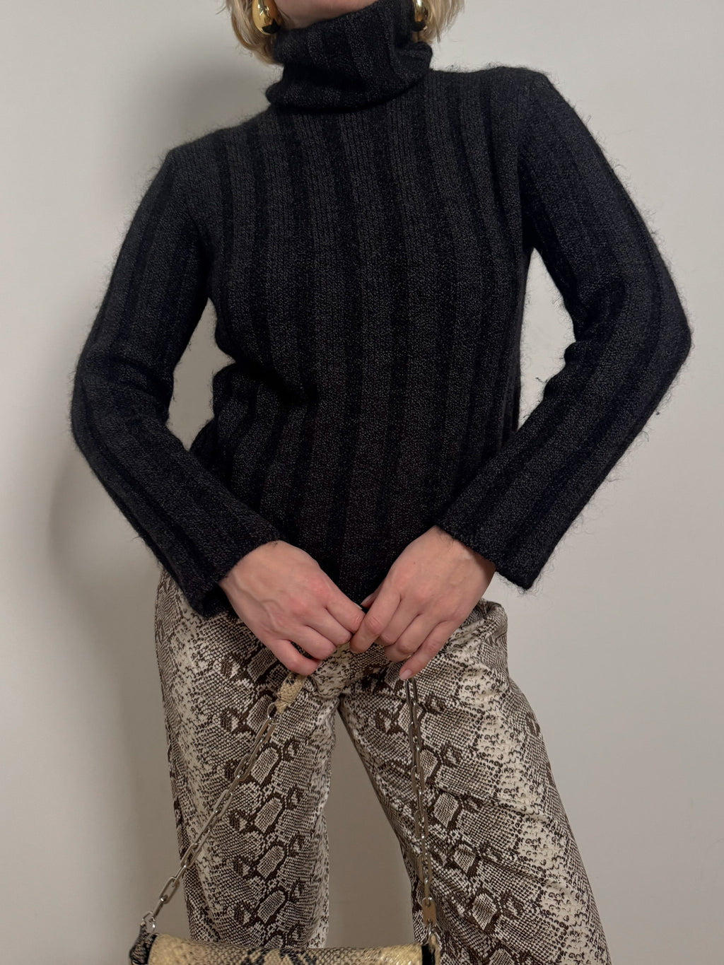 Max Mara wool and mohair anthracite pull