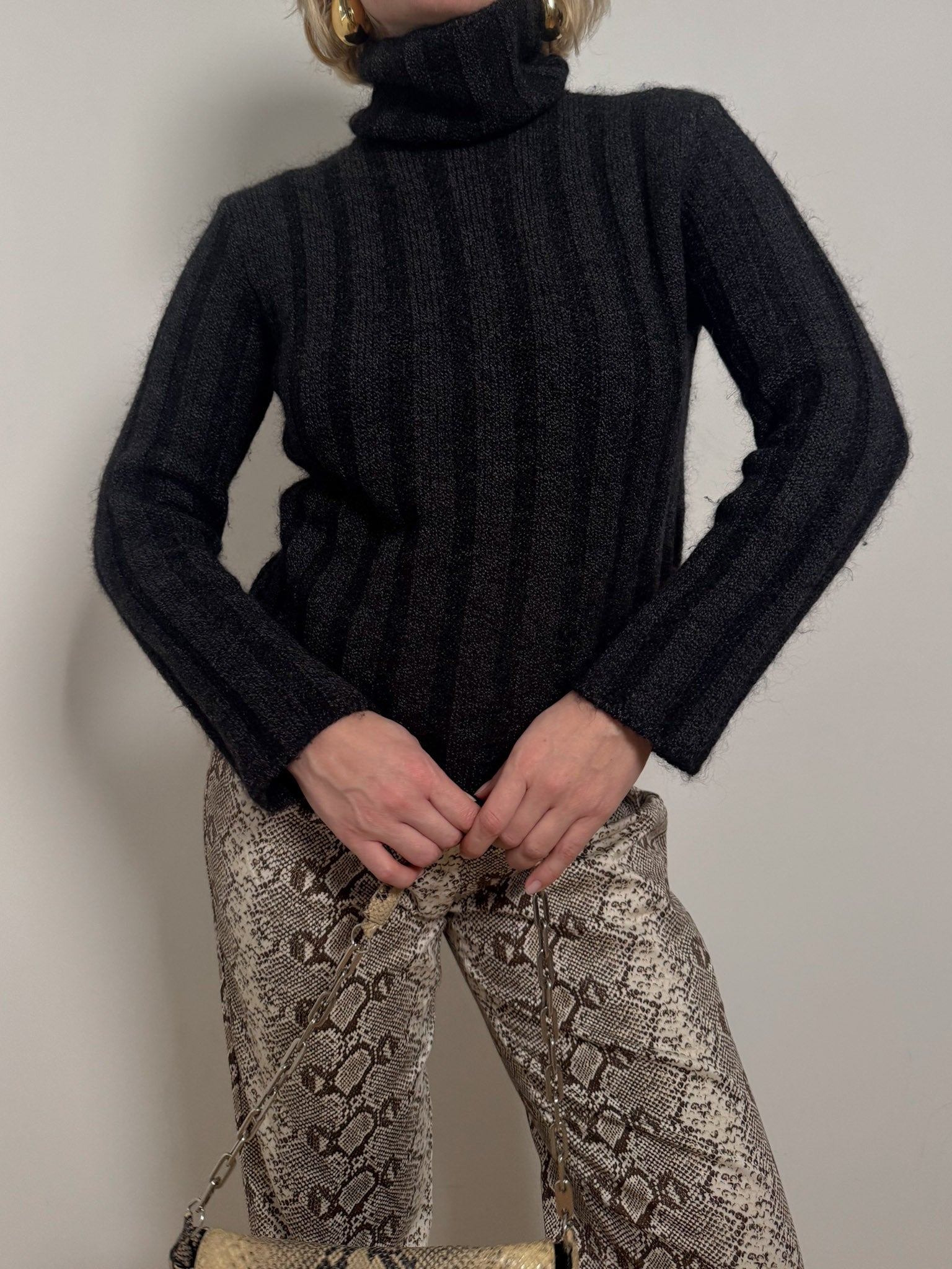 Max Mara wool and mohair anthracite pull