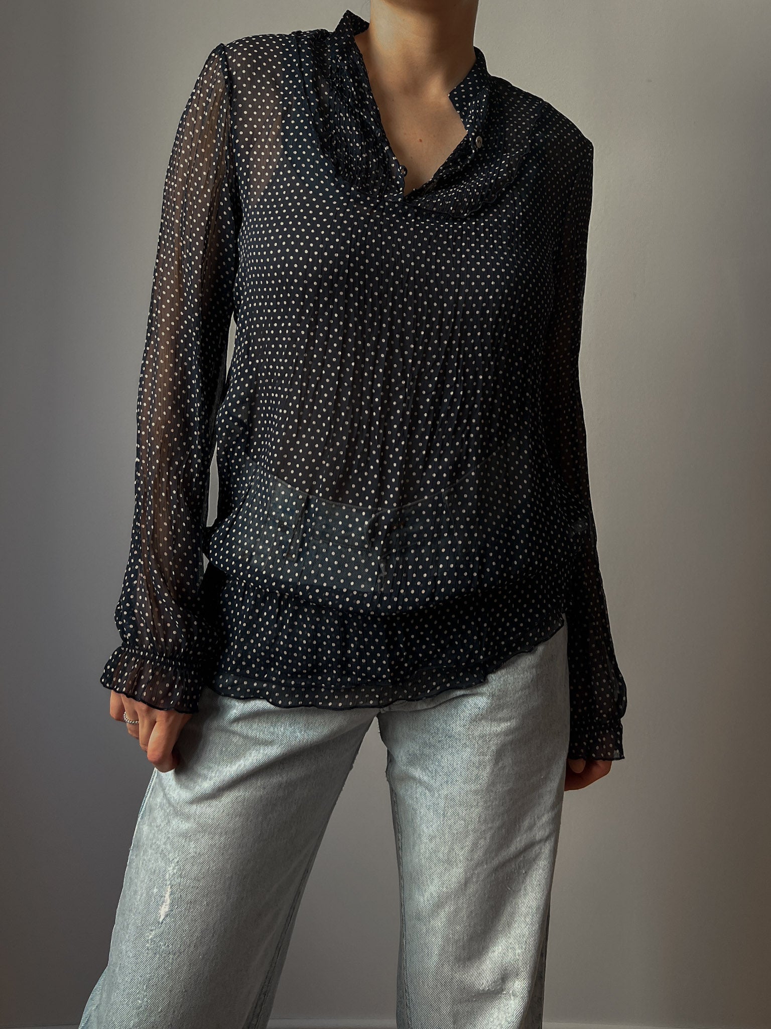 Pure viscose pois blouse