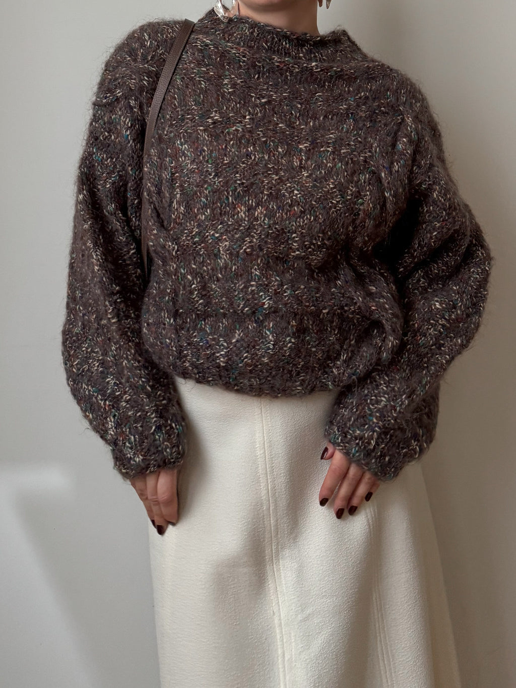 Pure wool embroidered melange pull