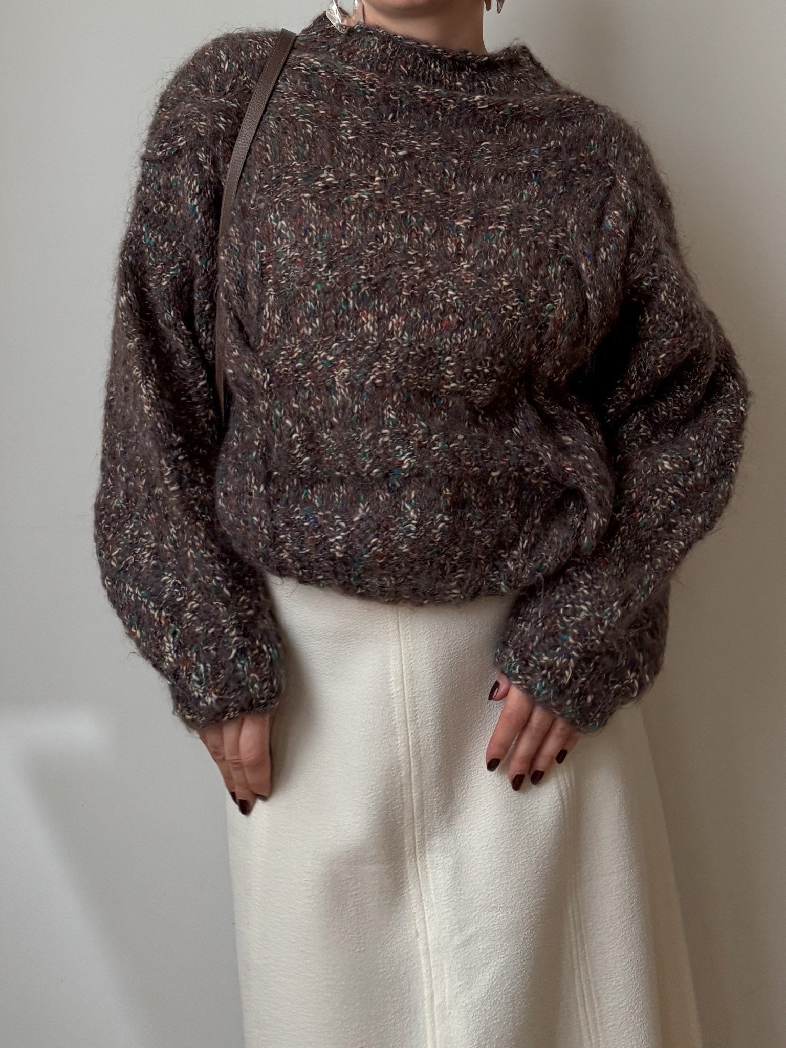Pure wool embroidered melange pull