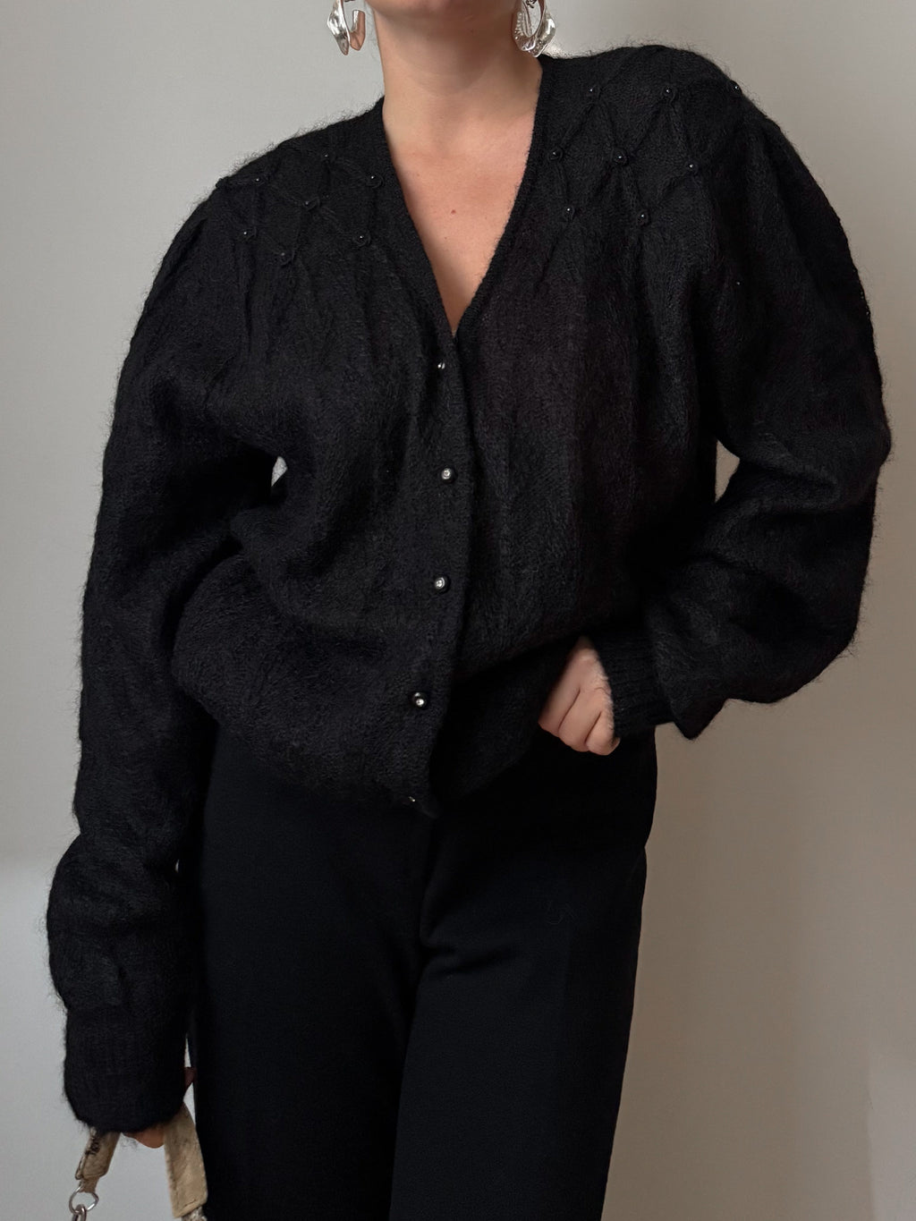 Kid mohair black cardigan