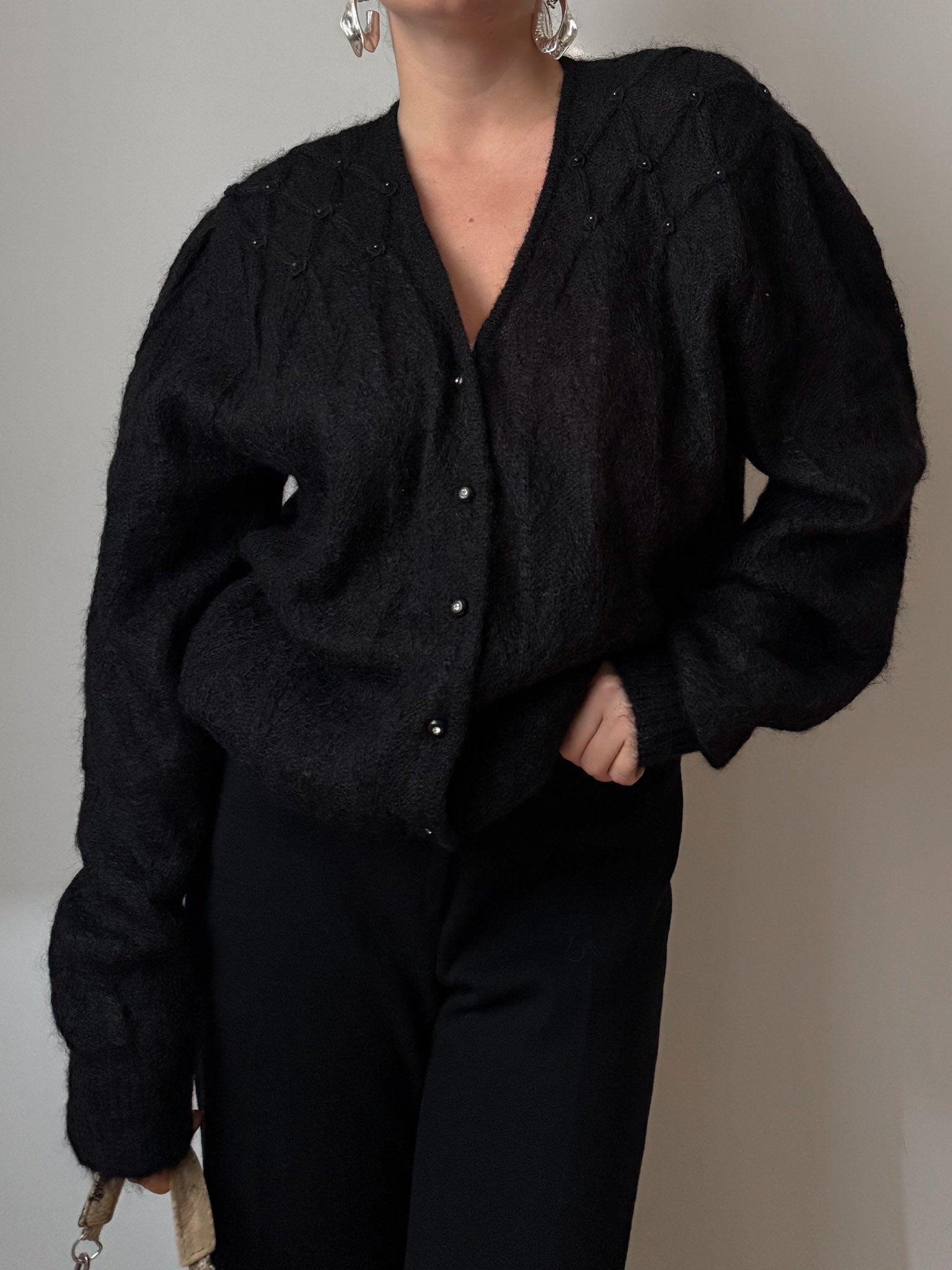 Kid mohair black cardigan