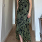 Pure silk black and green dress