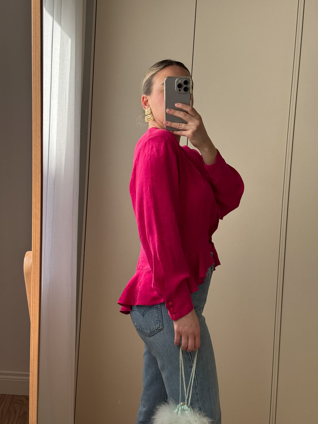 Pure silk cyclamen blouse